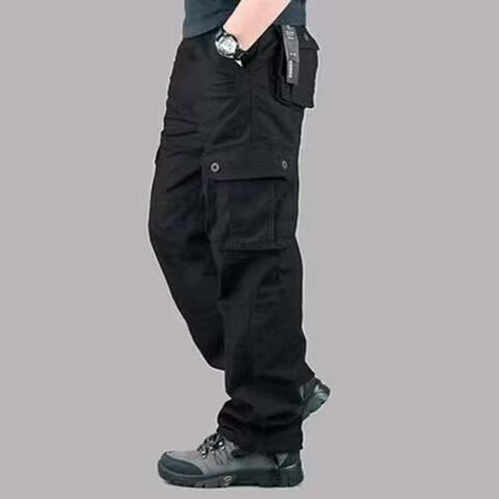 Men's Trendy Loose-Fit Outdoor Work Pants, Multi-Pocket, Plus Size, Straight-Leg, Wear-Resistant, Washable Casual Wear