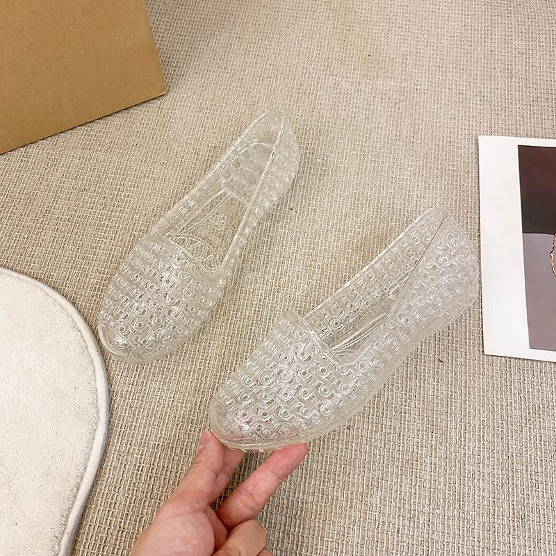Fashion Beach Flat Woman Porous Shoes Plastic Crystal Jelly Shoe Hollow Mesh Sandals Mother Shoes Sneaker Women's Shoes