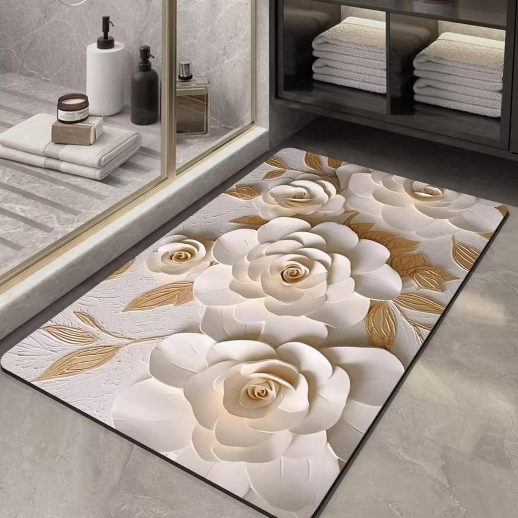 Diatom Printing Bathroom Thickening Mat Bath Non-slip Carpets In Wash Basin Bathtub Side Floor Rug Shower Room Doormat Memory Foam 3D Pad