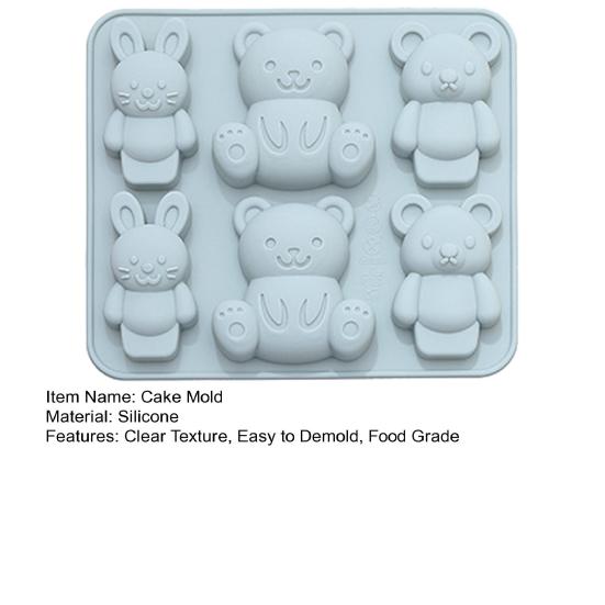 Baking Mold High Temperature Resistance Easy Demoulding Non-stick Reusable Food Grade Make Cakes Animal Bear Shape Chocolate Mold for Bakery