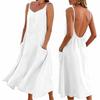 Women's Fashionable Casual -Color -Neck Backless Dress With Pockets