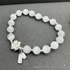 2025 Exquisite Sterling Silver Lotus Bracelet with Crystal White Cat Eye Beads - Luxurious Women's Hand Jewelry