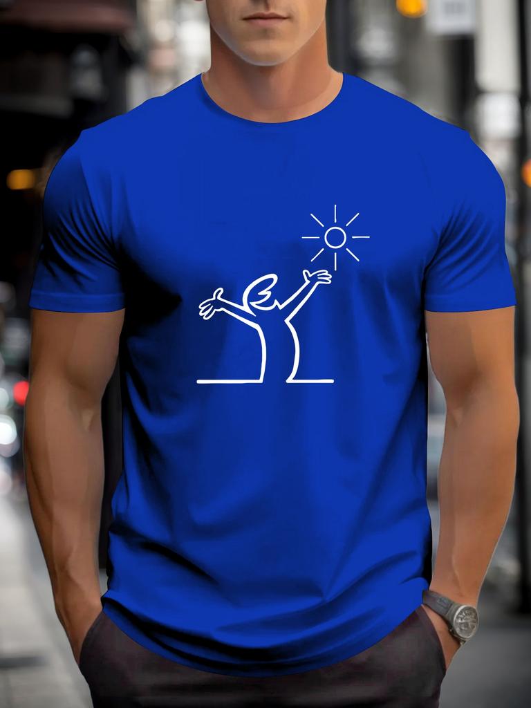 Sun and Hand Print 100 Cotton Cool Men Woment Tshirt Summer Autumn Daily Outdoor Sports Party Casual Loose Street Short Sleeve