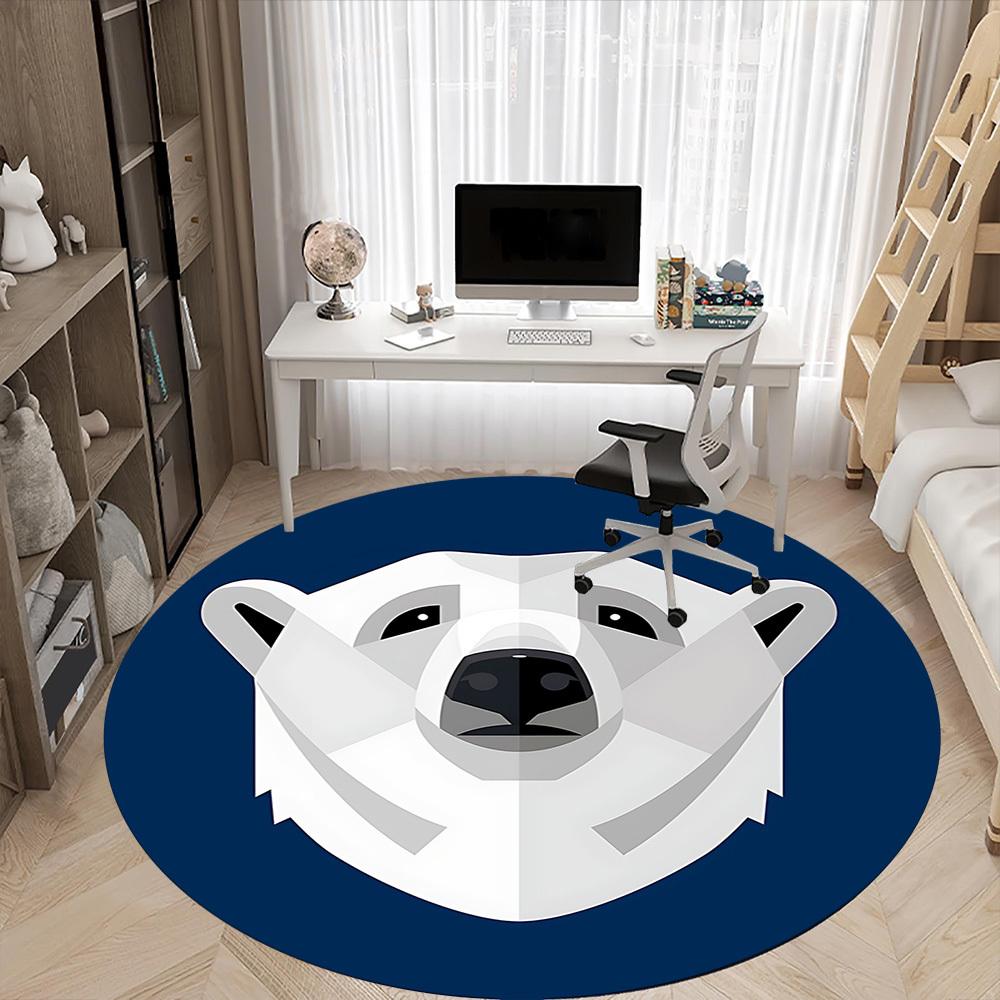 1pc Polar Bear Logo Office Round Area Rug, Under Office Chairs Bedroom Living Room Home Decor, Room Deco