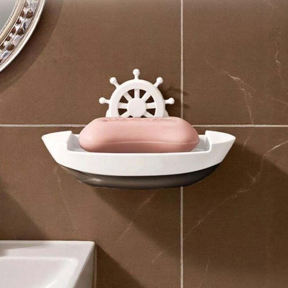 Cute Drainage Boat-Shaped Soap Dish Plastic Household Soap Holder Innovative Cartoon Soap Dish Toilets