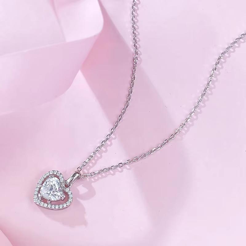 European and American New Necklace 925 Silver 6 * 7mm Heart-shaped Minimalist Collarbone Wedding Jewelry