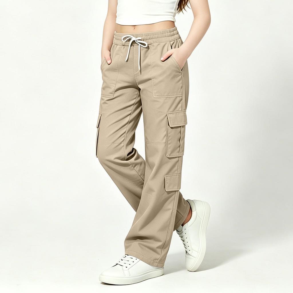 Children's Color Multi-Pocket Cargo Pants Casual Versatile Everyday Wear for Boys and Girls