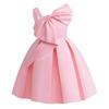 Girls One Shoulder Dress Solid Color Princess Party Kids 3-8 Years