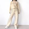 Leisure Two-Piece Set European and American Women Autumn Casual Loose Cardigan Lace-up Hoodie Trousers Set