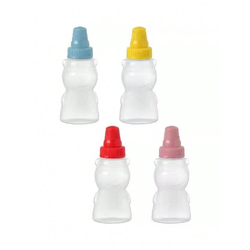 

Набор из 4 мини-бутылочек для соусов, портативный, для меда, томатного соуса, заправки для салата, одноразовые бутылочки для приправ, Кухня one-size разноцветный