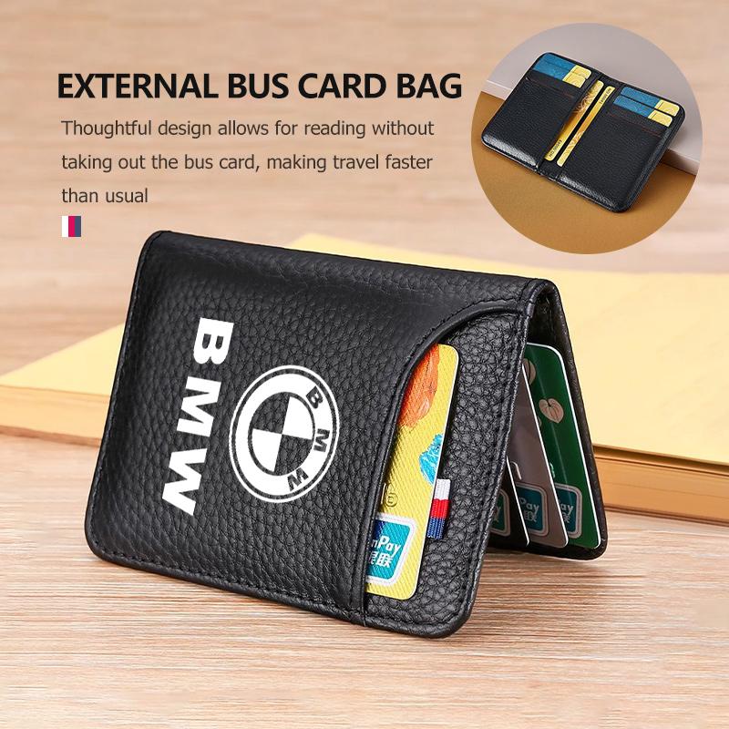 Zipper Short Wallets Multi Slots Leather Card Holder Coin Purse For BMW M Performance E36 E46 E60 E90 E91 E92 E93 F30 F20 xkhr50