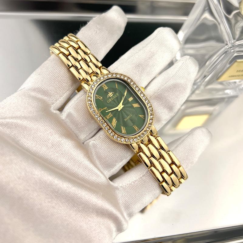 Men's Watch Oval Big Brand Diamond Women's Popular Quartz Watch