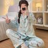 Autumn Winter New Long Sleeve Women's Pajamas Set Warm Korean Casual Dog Print Sleepwear Women's Sweet Cute Pajamas Set