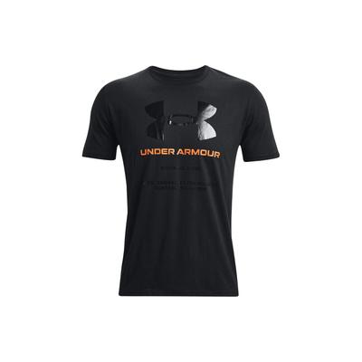 Ua Big Logo Wortmarken-Print Rundhals-T-Shirt Herren T-Shirts Schwarz 1370729-001