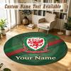 Round Rug Custom NameWales Rugby Pattern Non Slip Carpet Home Floor Decor