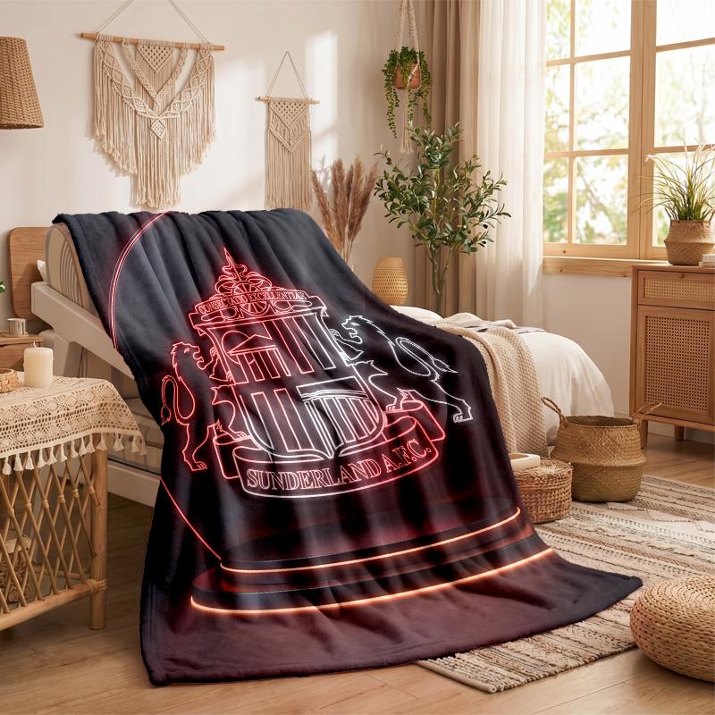 Sunderland Football Print Flannel Blanket Soft Warm Sofa Bed Throw Blanket For Home Office Bedroom