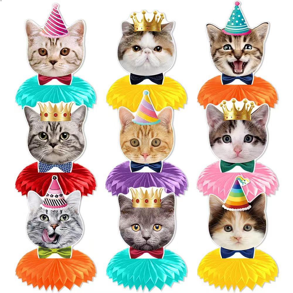 Cat-Themed Birthday Party Pull Flag Banner