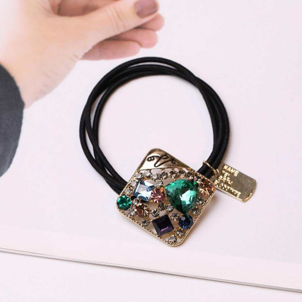 Mode Kristall Strass Haar Seil Frauen Krawatte Haar Gummiband Pferdeschwanz Haar Ring Einfache Retro Haar Krawatte Haar Zubehör