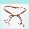 Bohemian Style Handwoven Cotton Rope Waist Belt With Wooden Beads For Beach Outfits And Festivals