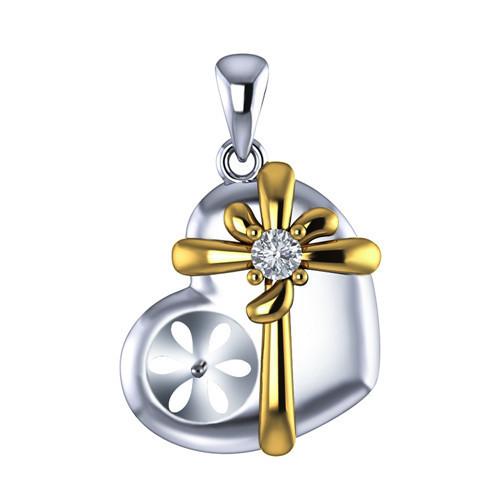 CLUCI Zircon Silver 925 Heart Pendant Pearl Necklace Pendant for Women Christmas Gift 925 Sterling Silver Pendant SP385SB серебряный
