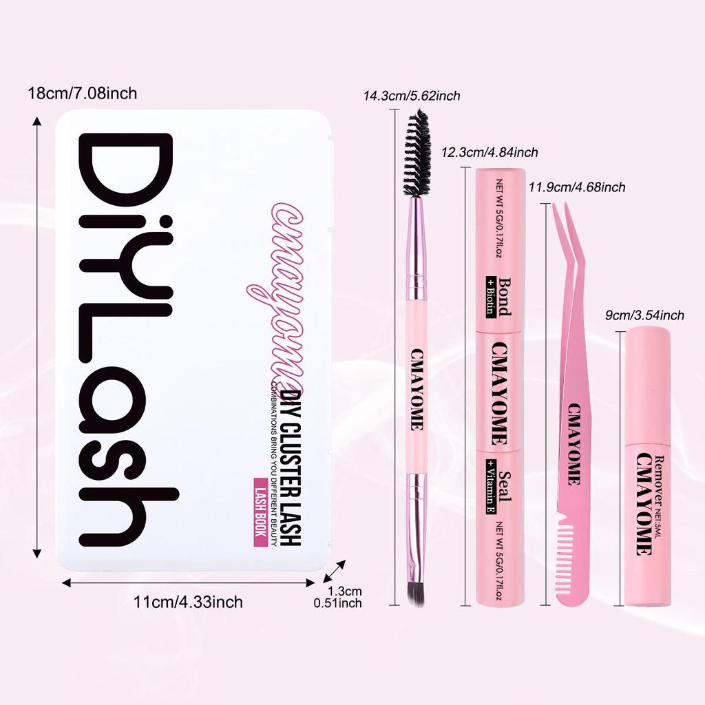 DIY Cross-Border Single Cluster D-Curved False Eyelashes Set - 640 Clusters with Mixed Lower Lashes