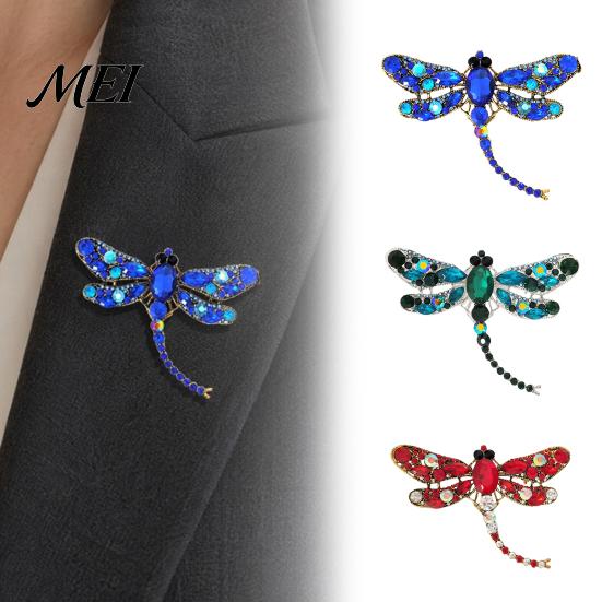 Broche Résistante à l'Usure Broche en Alliage Électroplaqué, Broche Libellule avec Strass Scintillants Incrustés, Badge Design Longue Queue pour Luster Décoratif