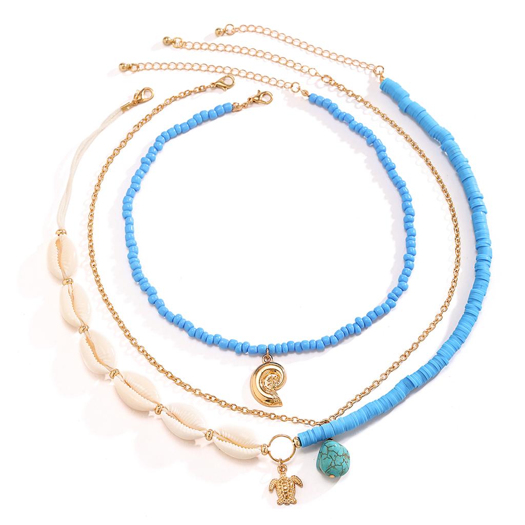 Ingemark 3Pcs/Set Boho Beads Chain Necklace for Women New Trend 2026 Multilayer Conch Pendant Choker New Year Jewelry