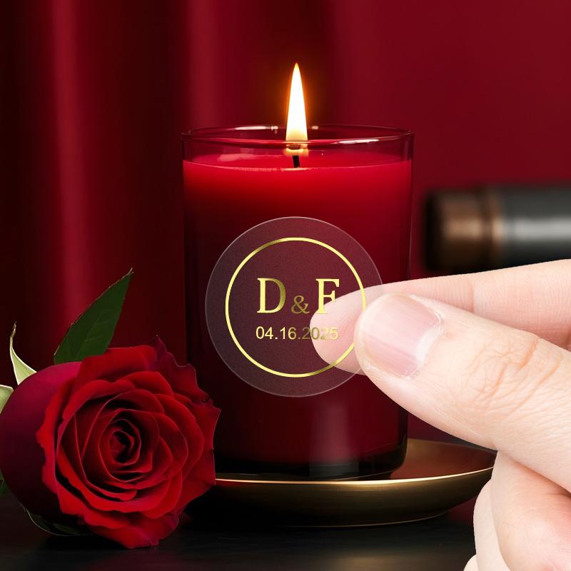 Transparent Gold Custom Waterproof Stickers - Invitations Packaging Home Decor - Creative Labels For Memorable Souvenirs