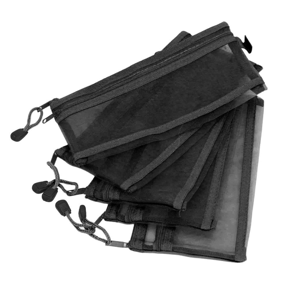 10pcs Blue/Pink/Black/White/Grey Mesh Zipper Pouch Double Layer File Pouch for A6 Paper  Home