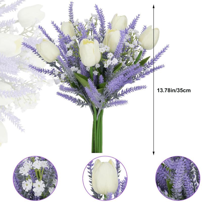 

Искусственный цветок, пластиковая лаванда, тюльпан, композиция, весенние цветы, украшение для дома, кухни, украшение в центре стола, 12 штук