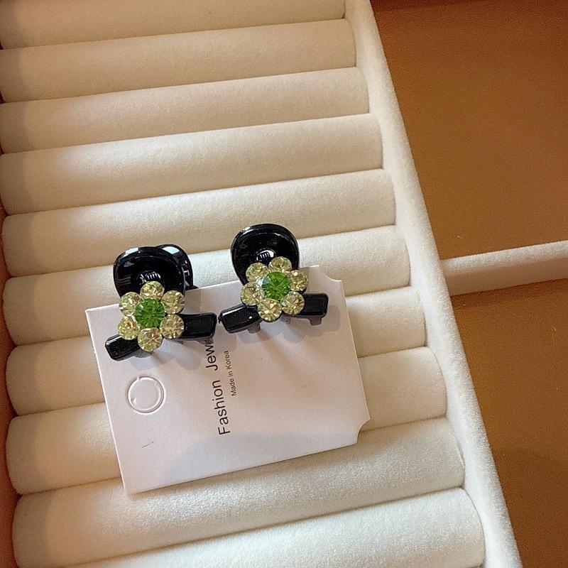 Korean Hair Accessories Temperament Rhinestone Flower Simple Small Grab Clip Broken Hair Forehead Bangs Princess Head Hairpin