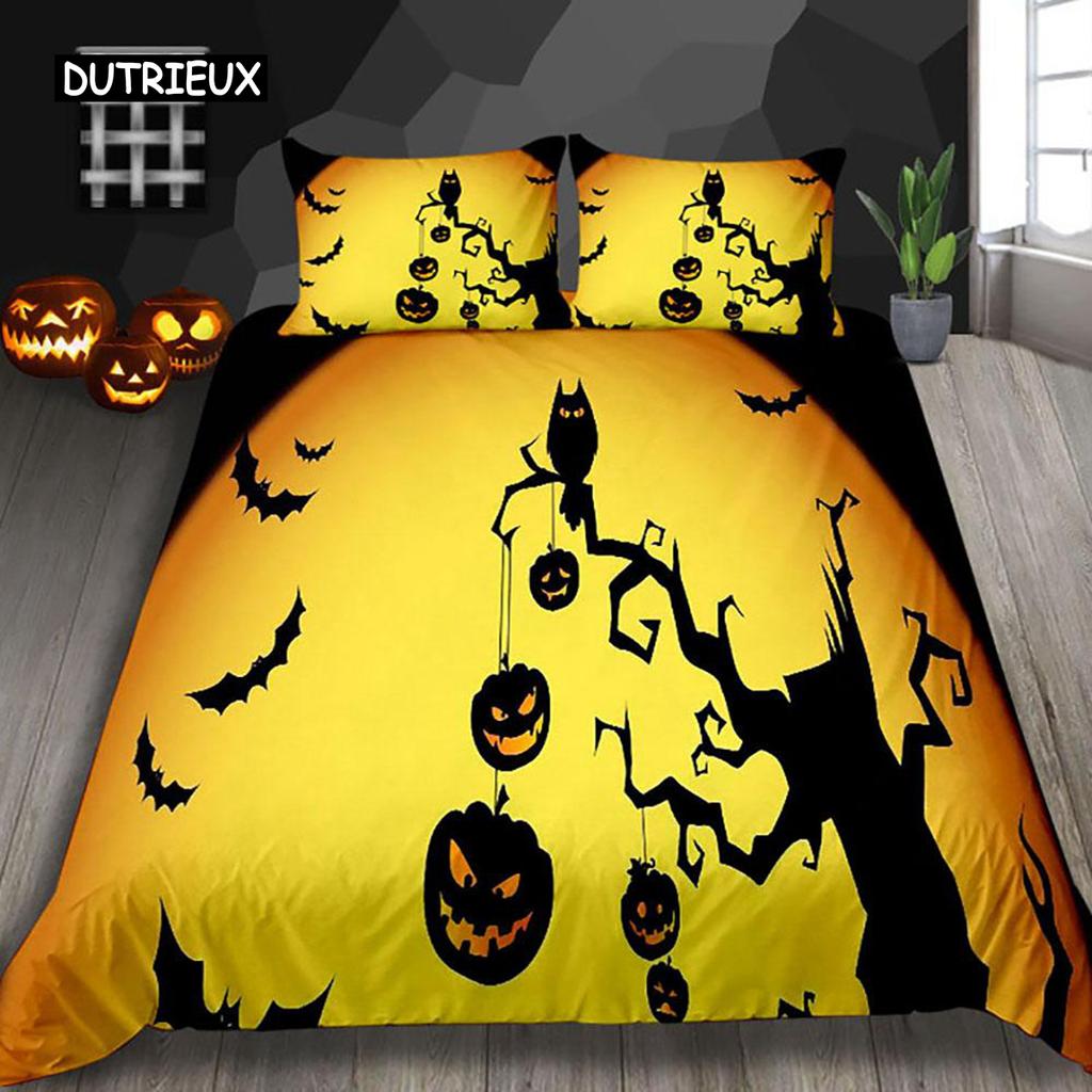 Halloween Duvet Cover Set Thumbedding Halloween Decor Mysterious Forest Bedding Set Polyester Double Queen King Size Quilt Cover