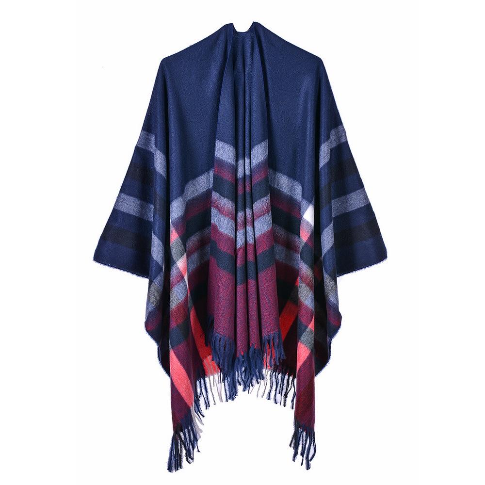 Women S Plaid Tassel Scarf Warm Dual Use Shawl European Fashion