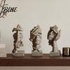 Silent Introspection Statue 3Pcs Abstract Figure Sculpture Set Minimalist Art Desk Decor with Finger-to-Lips Cover-Eyes & Light Luxury Style