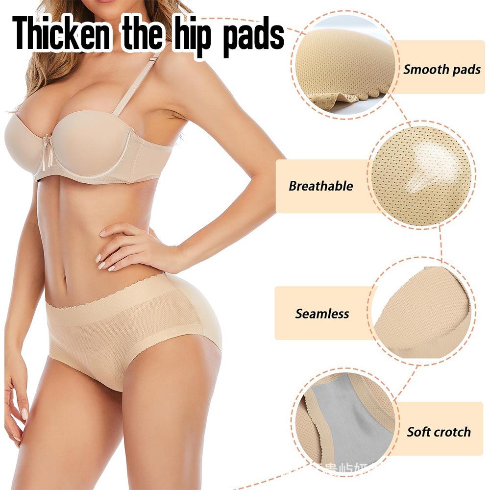Women's Mid-Rise Thickened Panties Seamless Butt-Lifting with Padded Buttocks Enhanced Buttocks and Hips Padded for a Perky Bottom