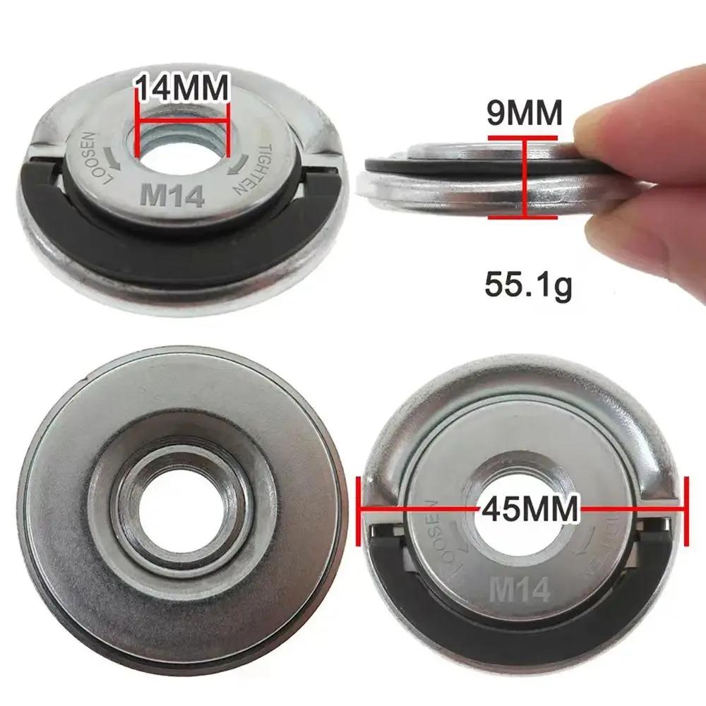 1Pcs M14 Thread Angle Grinder Flange Nut Inner Outer Quick Release Top Self-locking Pressure Plate Alloy Power Chuck