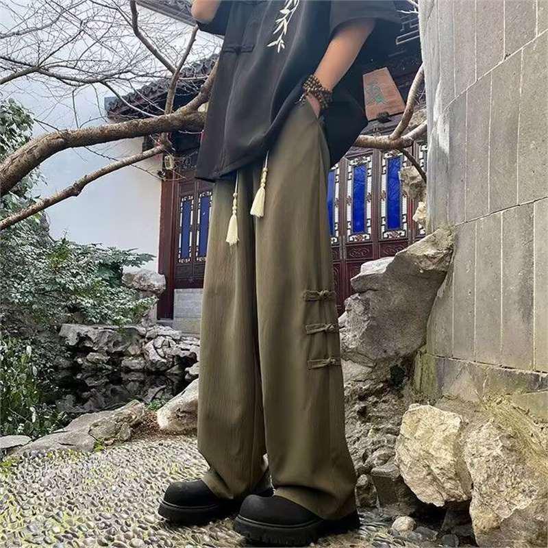 Men's Chinese National Style Long Sleeve Set: Spring/Autumn Pan Buckle Jacket - Versatile Fashion