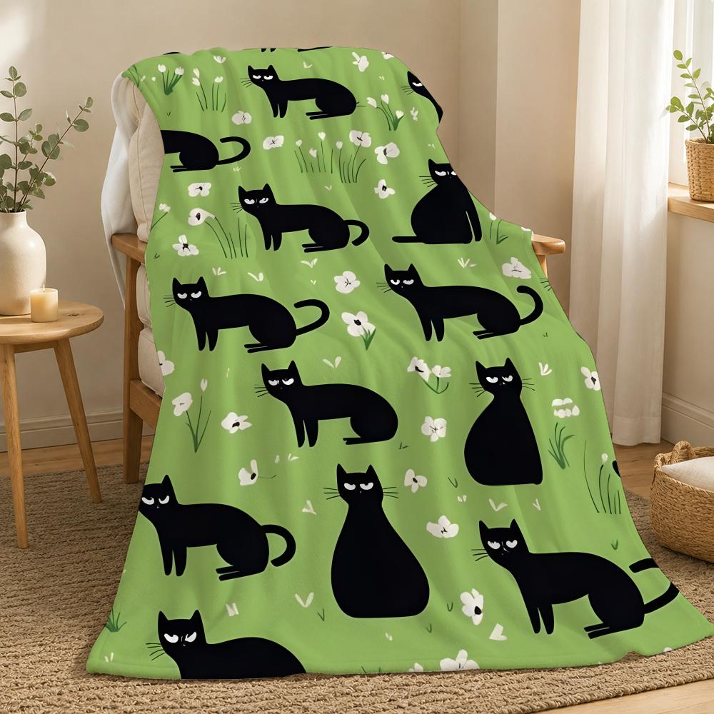 Cats Animal Wall Art Throw 240g flannel blanket, suitable for sofas, beds, offices, exquisite gift blankets 75X95CM
