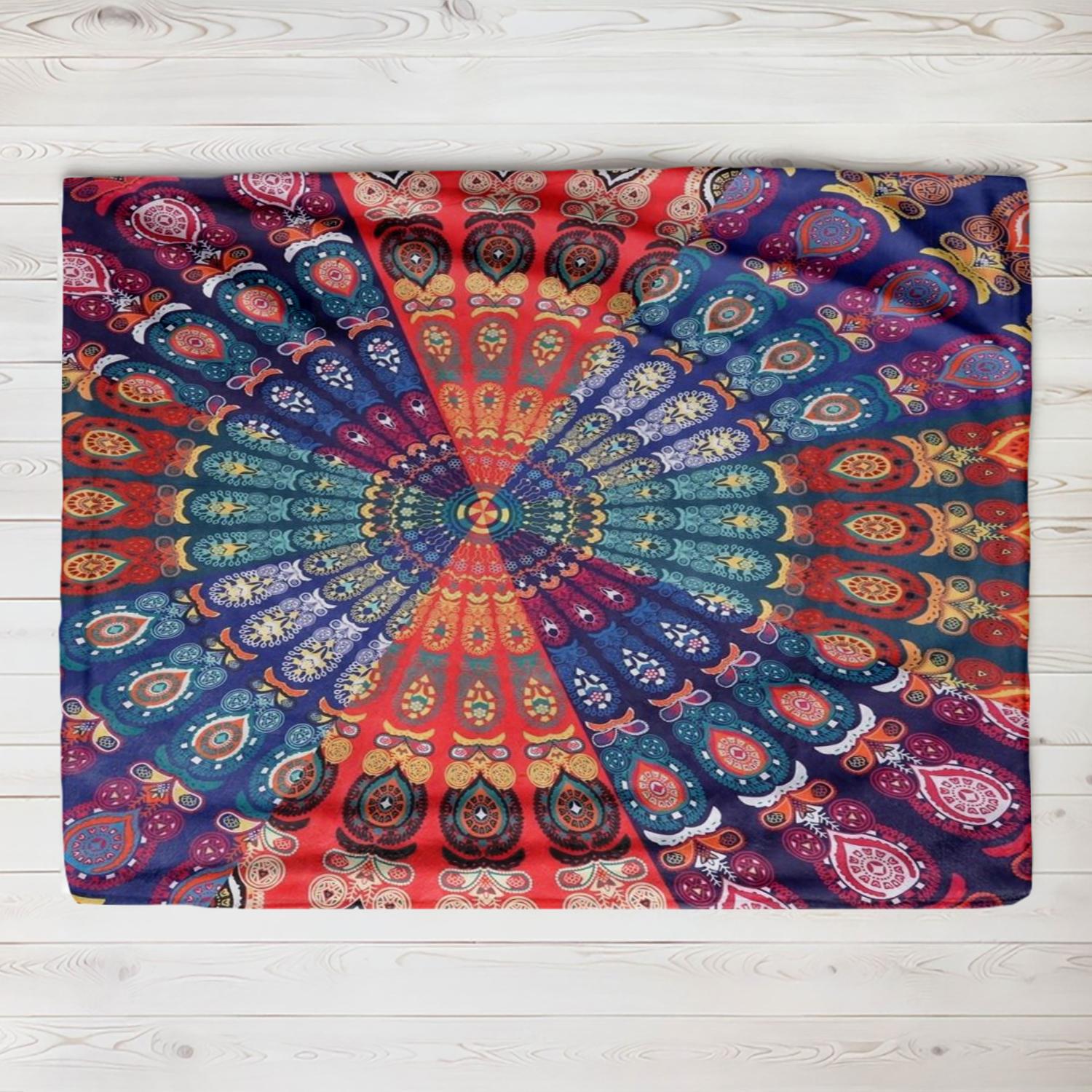 

130150cm Indian Mandala Wall Hanging Thin Printed blanket Camping Throw Bed Sofa Office Air Conditioning Soft Leisure Blankets 75x100cm (30x40inch)