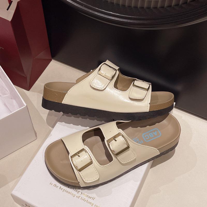 Thick-soled slippers women's summer wear new retro casual beach one-word cool slippers