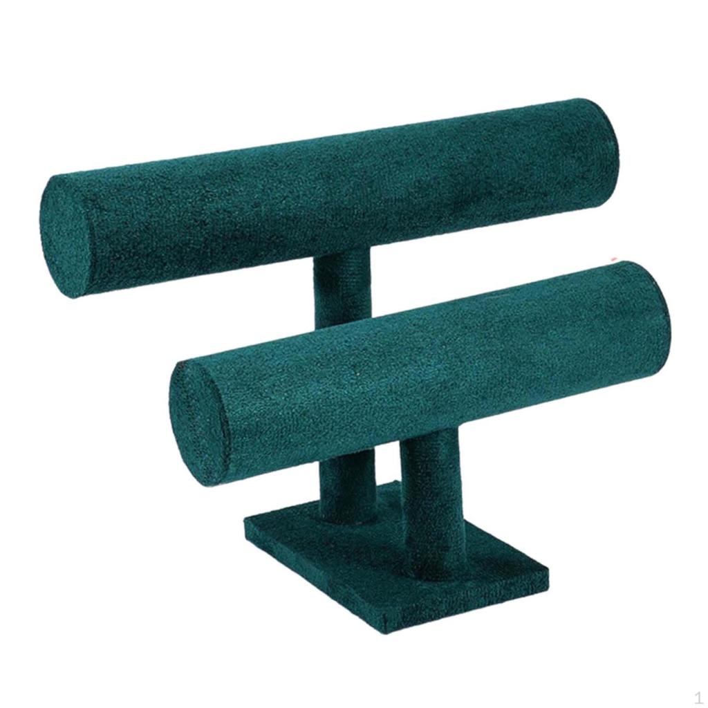 Bracelet Display Stand Bangle Organizer, Burlap Bar 2 Tier Jewelry for Storage Store