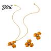 Minimalist Jewelry Set 2Pcs/Set Women Enamel Flower Charm Adjustable Beautiful
