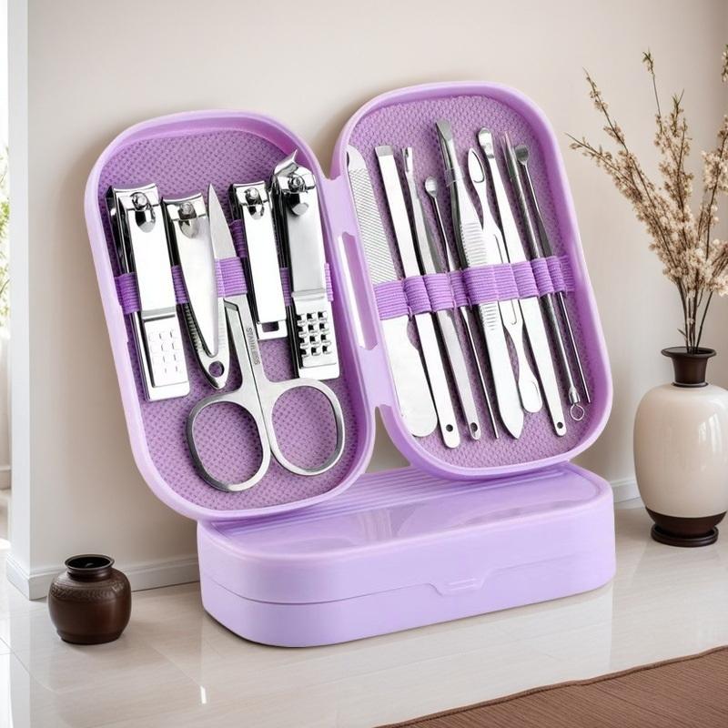 14 Pcs Deluxe Manicure & Pedicure Set Stainless Steel Nail Scissors, Clippers, Ear Digging Spoon For Men & Women