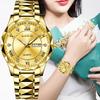Orologio da Donna al Quarzo Business Casual Rotondo Oro Acciaio Inossidabile Bracciale Impermeabile Orologio da Polso da Donna Orologio Regalo Reloj Mujer