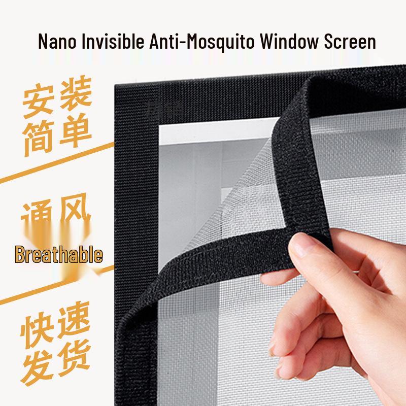 Nano Mesh Breathable Mosquito-Proof Window Screen with Velcro Easy Installation, Self-Adhesive, Hole-Free Design for Home.