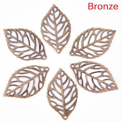 50Pcs Charm Filigree Hollow Leaves Pendant Diy Jewelry Making Leaves Metal Craft