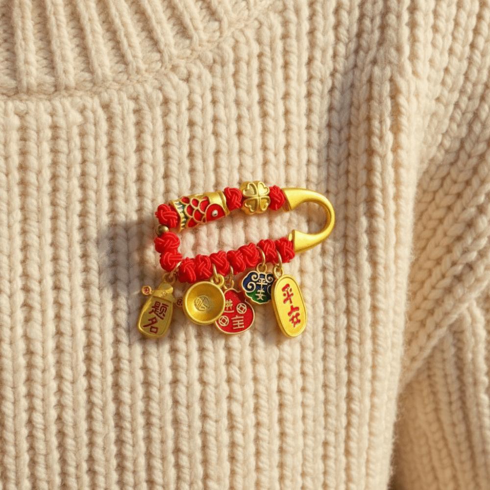 Best Wishes Lucky Pins Gold Sand-plated Ornaments Lucky Zodiac Brooch Pendant  Pregnant Women