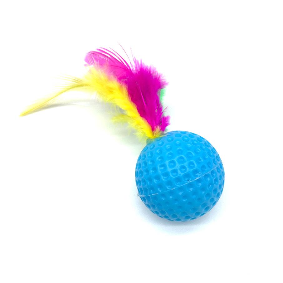 Cat Self-Entertainment Crinkly Feather Teaser Ball Toy 3.8 cm