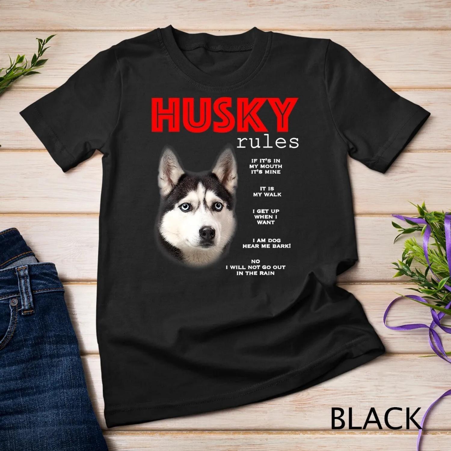 Funny rules for the owner of a Siberian Husky T Shirt S чёрный