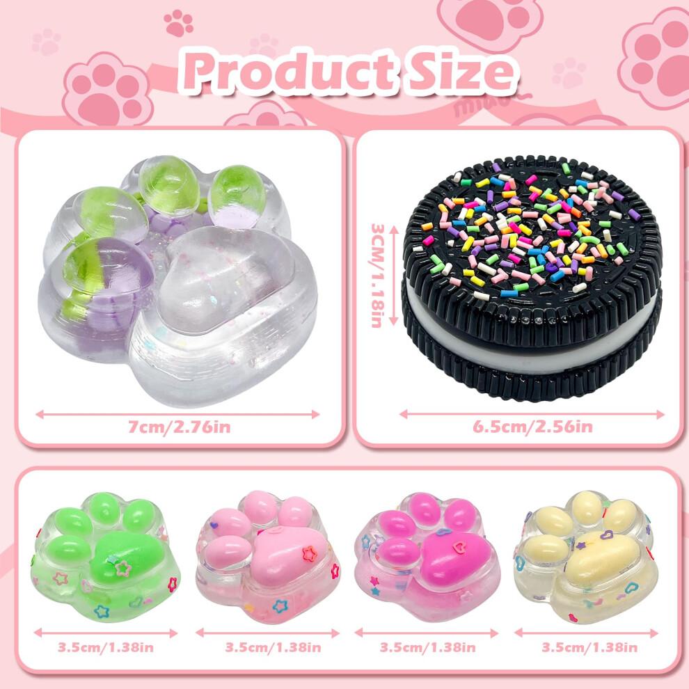 8PCS Taba Squishy Kit,2PCS Biscuit Stress Relief Toy and 4PCS Mini Taba Squishy Paw and 2PCS Fruit Cat Claw Stress Relief Soft Squeeze Fidget Toys Fo